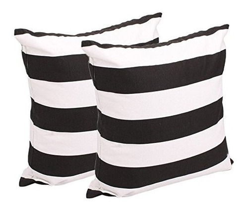 Leaveland White And Black Stripe Juego De 2 18x18 Pulgadas D