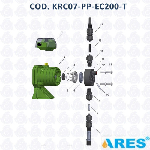 Imagen 1 de 3 de Kit Reparación Bomba Dosificadora Ares Dx7 Krc07-pp-ec200-t