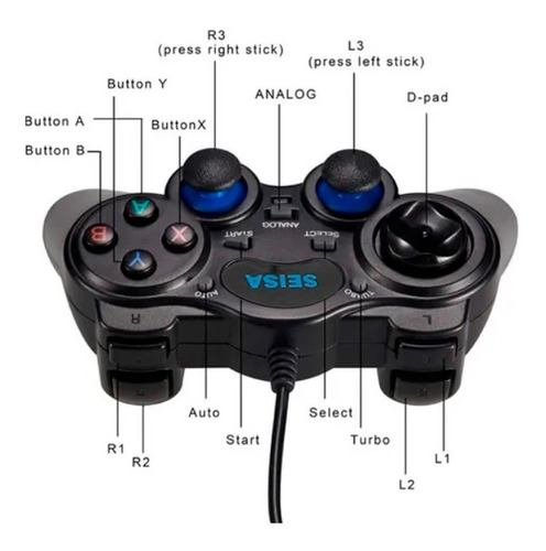 Joystick Seisa Sj A703w Para Pc Ps2 Ps3 Inalámbrico