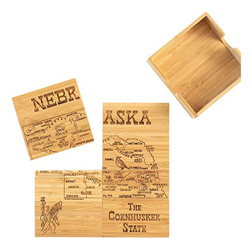 Totally Bamboo Nebraska State Puzzle Juego De Posavasos De B