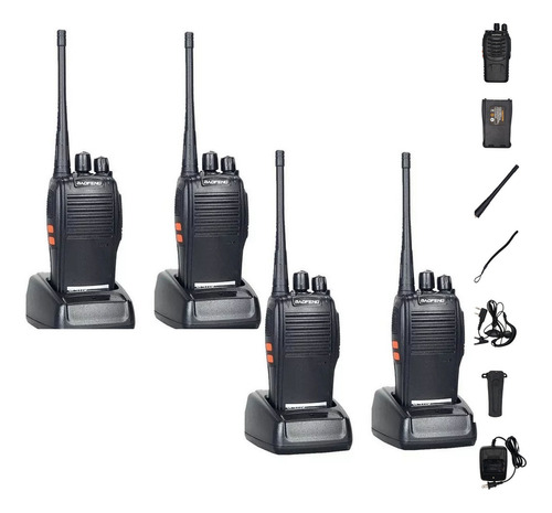 Kit 4 Radio Comunicador Baofeng 777s Profissional 16 Canais Cor Preto