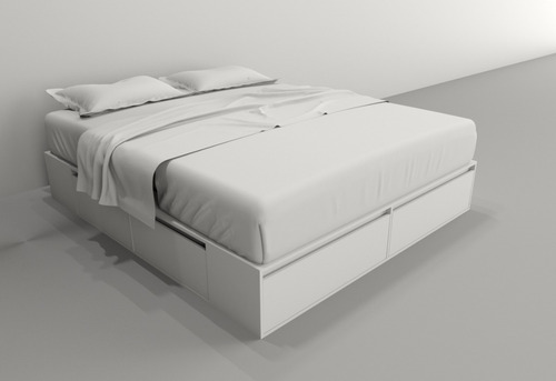 Imagen 2 de 10 de Box De Cama Cajonera + Zapatero Base Somier 1,80/2,00 Blanco