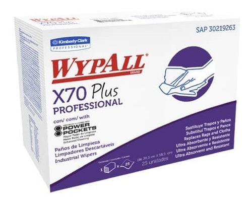 Paños De Limpieza  Wypall X70  Plus  Paquete De25 Paños 