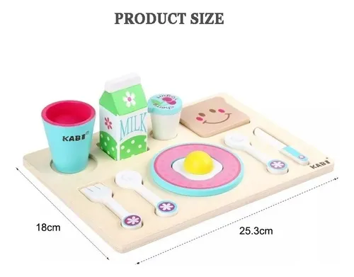 Juego Set Bandeja Desayuno Madera Ecológica Montessori Zk-72