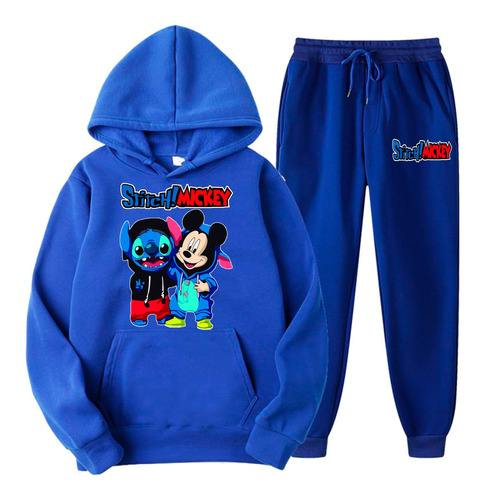 Conjunto Buzo Canguro Y Pantalon Mickey Y Stitch 3 Diseños 
