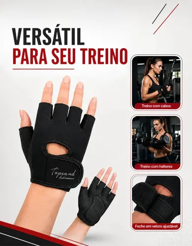 Luva Academia Musculação Treino Crossfit Unissex Ajustável Protet...