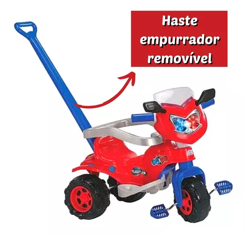 Triciclo Tico Tico Velo Toys Vermelho com Capacete Motoca Infantil