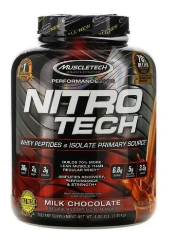 Suplemento em pó MuscleTech  Performance Series Nitro-Tech proteína Nitro-Tech sabor  milk chocolate em pote de 1.8kg