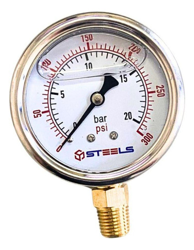 Manômetro Vertical Com Glicerina 300 Psi Rosca 1/4 Npt