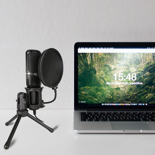 Imagen 4 de 7 de Micrófono Condenser Hügel Grabación Usb Soporte Pop Filter