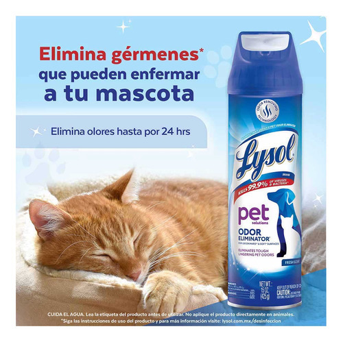 Eliminador de Olores Lysol Pet Solutions Aerosol Desinfectante 425g
