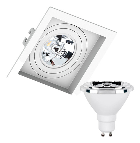 Kit 6 Spot Embutir Ar70 Gu10 + Lâmpadas Led Ar70 Inclusas Estrutura Branco/4000k 127/220V