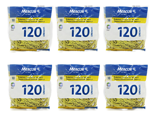 Kit Com 6pct Elástico Amarelo Standard 8,5cm 120uni