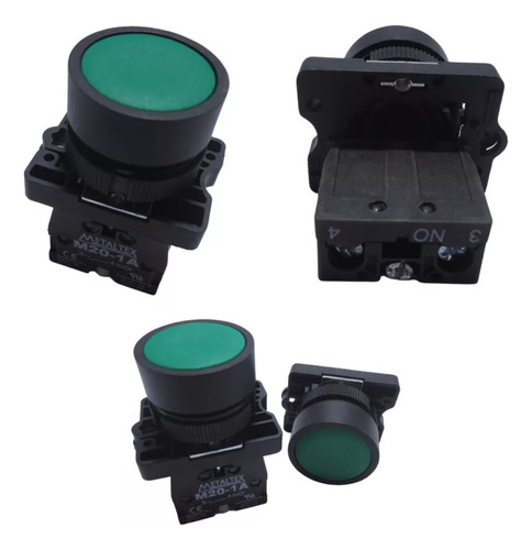 40x Botoeira Caixa Plástica Com Botão De Pulso 22mm Verde