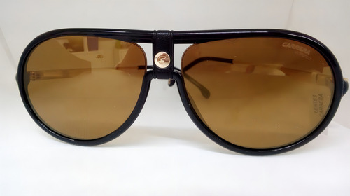 Anteojos De Sol Carrera De Sol Car1020/s 807k1, Color Dorado/negro Con Marco Color Negro, Lente Café De Mica, Varilla Dorada