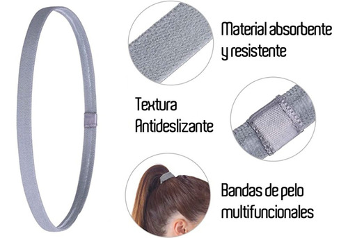 4 Diadema Delgada Elástica Unisex Deportiva Antideslizante