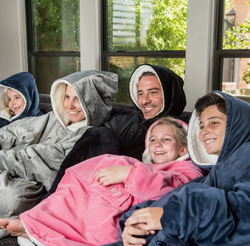 Maxi Poleron Con Chiporro Manta Invierno Niños Adultos