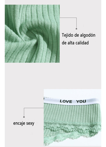 Tanga Corte De Algodón Encaje De Mujer Sexy Bragas De 8 Uds