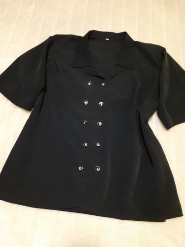 Ml Camisa Blusa Negra Cruzada - Talle Grande