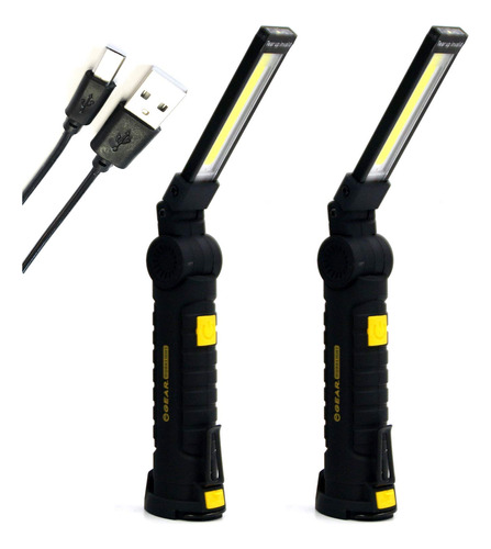 Luz Trabajo Led Linterna Cob Recargable Usb Base Magnetica 2