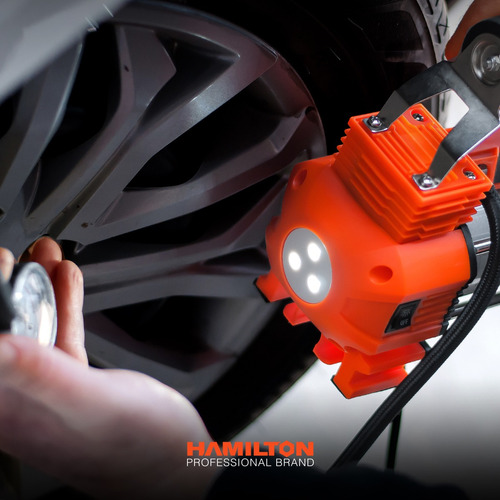 Compresor Portátil Auto 12v Hamilton Profesional +accesorios