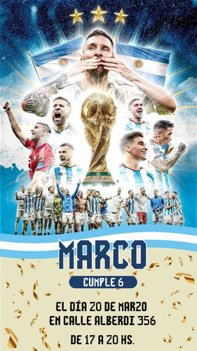 Invitación Digital - Selección Argentina Campeón Del Mundo