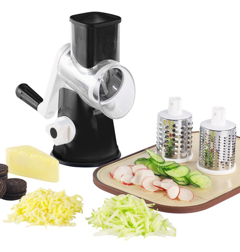 Rallador De Queso Giratorio Con 3 Cuchillas Intercambiables,