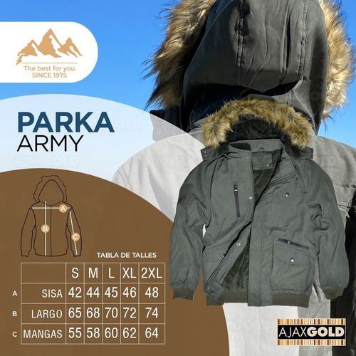 Campera Parka Hombre Invierno Forrada Gabardina Piel Lluvia