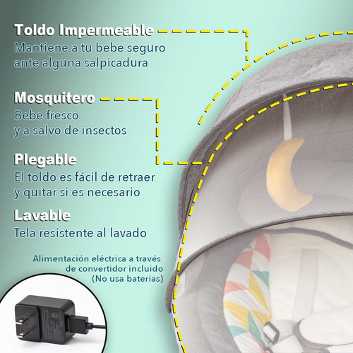 Imagen 3 de 7 de Mecedora Eléctrica Musical Para Bebé Moises Regalo Bolsa