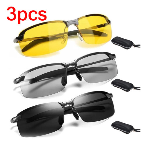 3 Gafas Uv400 Con Protección Antideslumbrante Color Del Armazón Negro