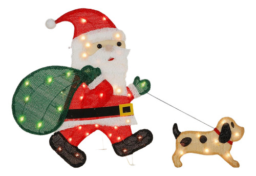 Papá Noel Iluminado Con Cachorro 67cm Waterglide