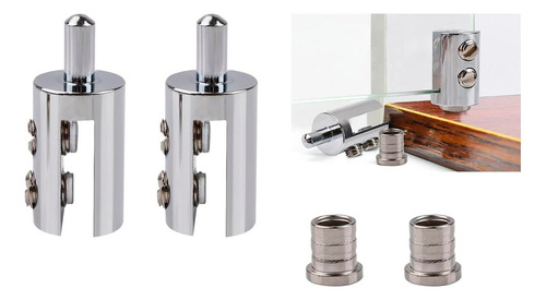 Kit Bisagra Pivotante Inomax IM8045 Puerta de Vidrio de 3 a 8mm para Mueble Vitrina de Piso a Techo Cromada No Requiere Perforación en Vidrio Hasta 15kg