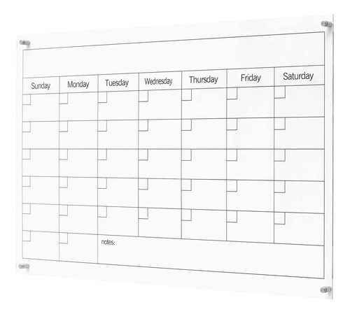 Calendario Pared Acrilico Reutilizable Para Nota Tarea Gran