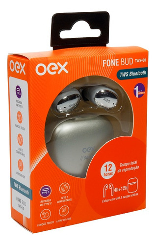 Fone De Ouvido Bluetooth Bud Prata Tws30 Oex