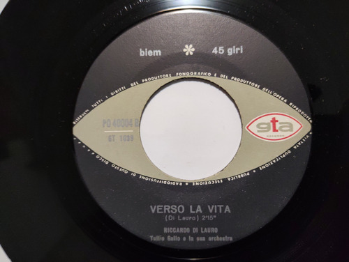 Vinilo Single De Riccardo Di Lauro - Verso La Vita( B20 (Usado)