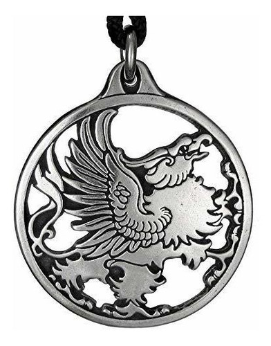 Pewter Gryphon Talisman Griffin Colgante Collar