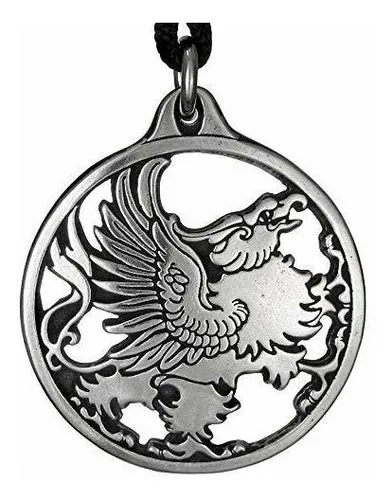 Collar Colgante Con Talismán De Grifo De Peltre.