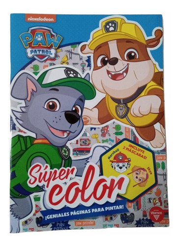 Revista Paw Patrol Super Color + 2 Mascaras Vertice 