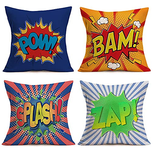 Juego De 4 Fundas De Almohada Cita De Superhéroe