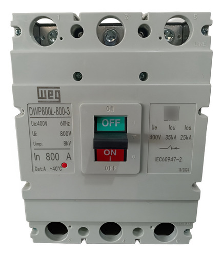 Weg Disjuntor Caixa Moldada 800a 35ka 380v Dwp800l-800-3 *f