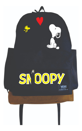 Mochila Negra Vans Peanuts Snoopy Corazon Negro Liso