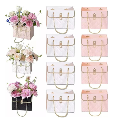 Bolsa De Regalo Rectangular Con Forma De Caja De Flores, 8 P