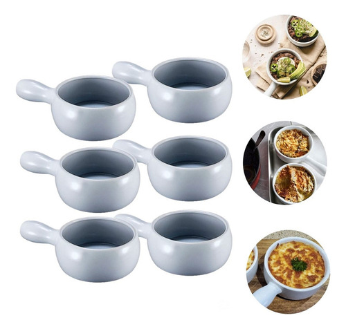 Taza De Cerámica Con Asa X6 Unidades Para Comidas Sopas