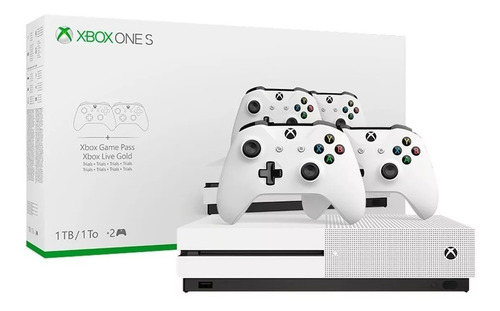 Microsoft Xbox One S 1tb Two Controller Bundle Blanco 4k Hdr