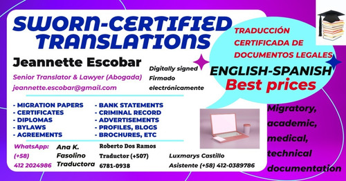 Imagen 12 de 12 de Traductora Certificada Legal-abogada-mediadora-tutora Online