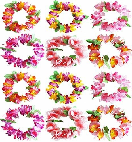 12 Diademas De Flores Tr Cales Luau Hawaianas Leis Para...