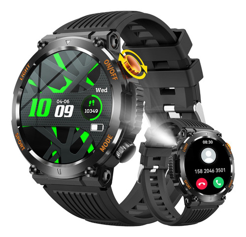 Reloj Inteligente Militar Para Hombre Con Linterna Led De 45 Caja Negro