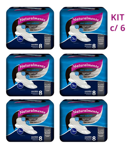 Absorvente Naturalmente Max Noturno C/8u Com Abas (kit C/ 6)