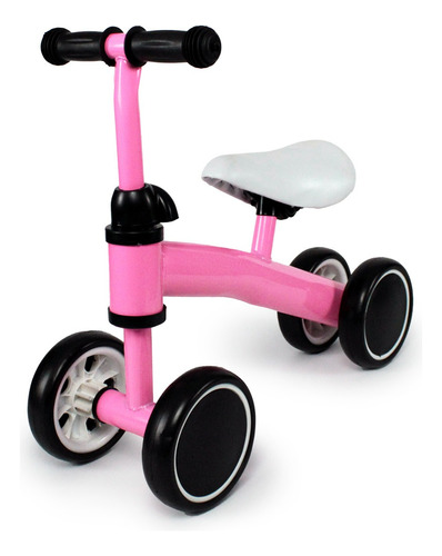 Bicicleta De Equilíbrio Infantil 4 Rodas Mega Compras Cor Rosa