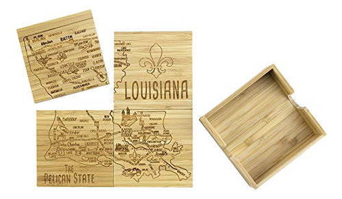 Totally Bamboo Louisiana State Puzzle Juego De Posavasos De 